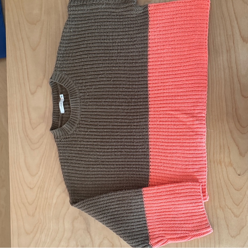 Lush Brown and Coral Crew Neck Sweater